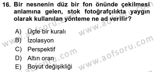 Fotoğraf ve Video Proje Geliştirme Dersi 2018 - 2019 Yılı (Vize) Ara Sınav Soruları 16. Soru
