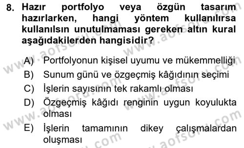 Fotoğraf ve Video Proje Geliştirme Dersi 2018 - 2019 Yılı (Vize) Ara Sınav Soruları 8. Soru