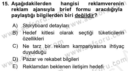 Fotoğraf ve Video Proje Geliştirme Dersi 2018 - 2019 Yılı (Final) Dönem Sonu Sınav Soruları 15. Soru