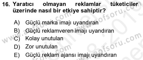 Fotoğraf ve Video Proje Geliştirme Dersi 2018 - 2019 Yılı (Final) Dönem Sonu Sınav Soruları 16. Soru