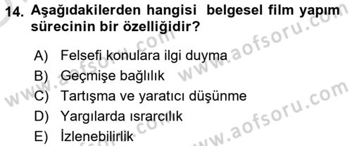 Fotoğraf ve Video Proje Geliştirme Dersi 2020 - 2021 Yılı Yaz Okulu Sınav Soruları 14. Soru