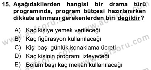 Fotoğraf ve Video Proje Geliştirme Dersi 2020 - 2021 Yılı Yaz Okulu Sınav Soruları 15. Soru