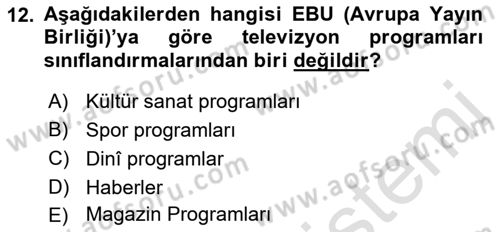 Fotoğraf ve Video Proje Geliştirme Dersi 2021 - 2022 Yılı (Final) Dönem Sonu Sınav Soruları 12. Soru