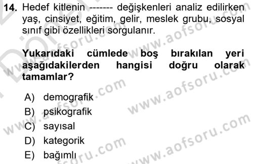 Fotoğraf ve Video Proje Geliştirme Dersi Dönem Sonu Sınavı Deneme Sınav Soruları 14. Soru