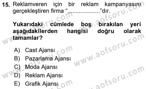 Fotoğraf ve Video Proje Geliştirme Dersi 2021 - 2022 Yılı (Final) Dönem Sonu Sınav Soruları 15. Soru