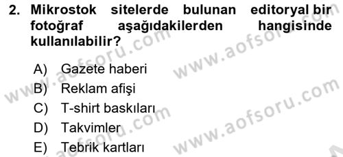Fotoğraf ve Video Proje Geliştirme Dersi 2021 - 2022 Yılı (Final) Dönem Sonu Sınav Soruları 2. Soru
