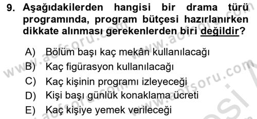 Fotoğraf ve Video Proje Geliştirme Dersi 2021 - 2022 Yılı (Final) Dönem Sonu Sınav Soruları 9. Soru