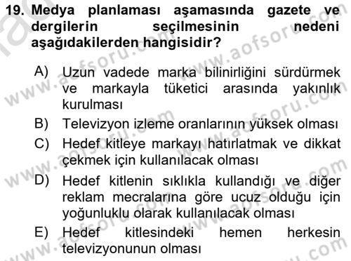 Fotoğraf ve Video Proje Geliştirme Dersi 2021 - 2022 Yılı Yaz Okulu Sınav Soruları 19. Soru