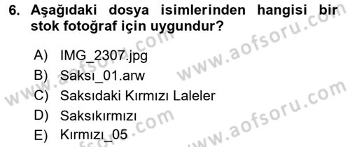 Fotoğraf ve Video Proje Geliştirme Dersi 2021 - 2022 Yılı Yaz Okulu Sınav Soruları 6. Soru