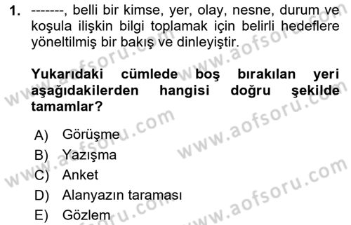 Fotoğraf ve Video Proje Geliştirme Dersi 2022 - 2023 Yılı Yaz Okulu Sınav Soruları 1. Soru