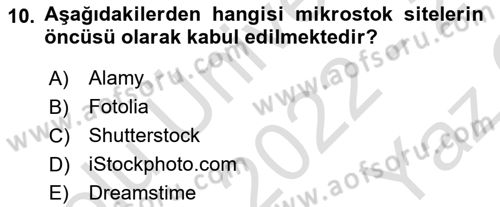 Fotoğraf ve Video Proje Geliştirme Dersi 2022 - 2023 Yılı Yaz Okulu Sınav Soruları 10. Soru