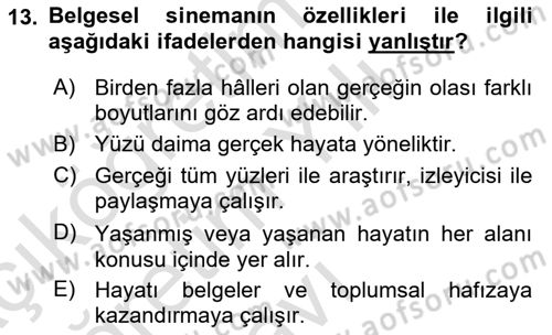 Fotoğraf ve Video Proje Geliştirme Dersi 2022 - 2023 Yılı Yaz Okulu Sınav Soruları 13. Soru