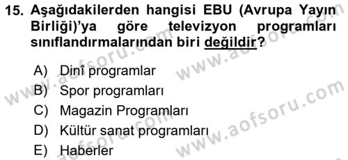 Fotoğraf ve Video Proje Geliştirme Dersi 2022 - 2023 Yılı Yaz Okulu Sınav Soruları 15. Soru