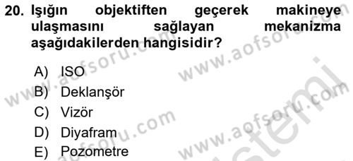 Fotoğraf ve Video Proje Geliştirme Dersi 2022 - 2023 Yılı Yaz Okulu Sınav Soruları 20. Soru