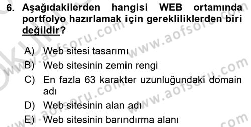 Fotoğraf ve Video Proje Geliştirme Dersi 2022 - 2023 Yılı Yaz Okulu Sınav Soruları 6. Soru