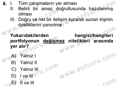 Fotoğraf ve Video Proje Geliştirme Dersi 2023 - 2024 Yılı (Vize) Ara Sınav Soruları 8. Soru