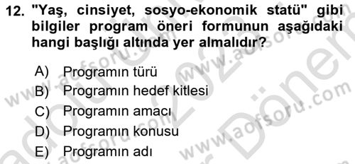 Fotoğraf ve Video Proje Geliştirme Dersi 2023 - 2024 Yılı (Final) Dönem Sonu Sınav Soruları 12. Soru