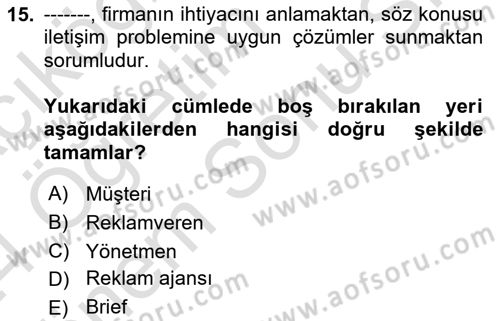 Fotoğraf ve Video Proje Geliştirme Dersi 2023 - 2024 Yılı (Final) Dönem Sonu Sınav Soruları 15. Soru