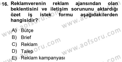 Fotoğraf ve Video Proje Geliştirme Dersi 2023 - 2024 Yılı (Final) Dönem Sonu Sınav Soruları 16. Soru