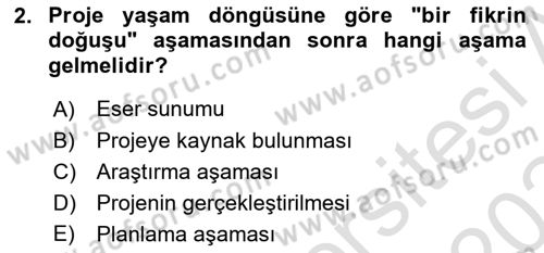 Fotoğraf ve Video Proje Geliştirme Dersi 2023 - 2024 Yılı Yaz Okulu Sınav Soruları 2. Soru