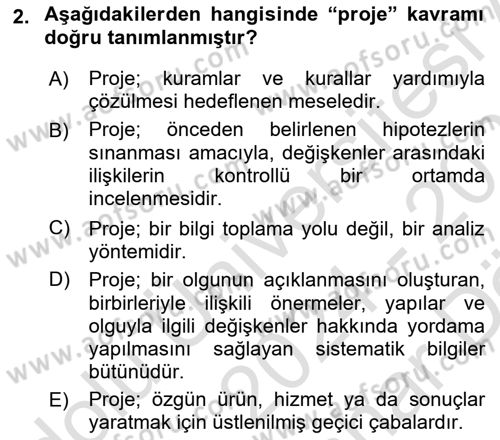 Fotoğraf ve Video Proje Geliştirme Dersi 2024 - 2025 Yılı (Vize) Ara Sınav Soruları 2. Soru