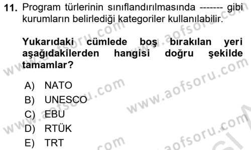 Fotoğraf ve Video Proje Geliştirme Dersi 2024 - 2025 Yılı (Final) Dönem Sonu Sınav Soruları 11. Soru