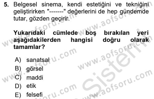 Fotoğraf ve Video Proje Geliştirme Dersi 2024 - 2025 Yılı (Final) Dönem Sonu Sınav Soruları 5. Soru