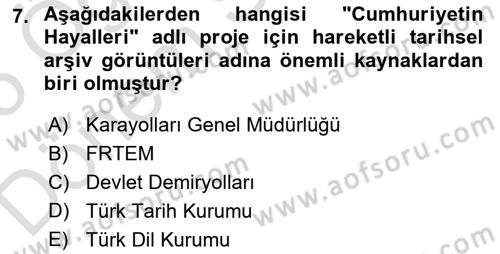 Fotoğraf ve Video Proje Geliştirme Dersi 2024 - 2025 Yılı (Final) Dönem Sonu Sınav Soruları 7. Soru