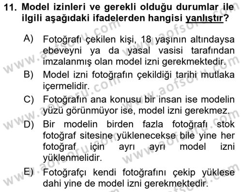 Fotoğraf ve Video Proje Geliştirme Dersi 2024 - 2025 Yılı Yaz Okulu Sınav Soruları 11. Soru