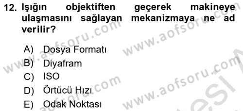 Fotoğraf ve Video Proje Geliştirme Dersi 2024 - 2025 Yılı Yaz Okulu Sınav Soruları 12. Soru