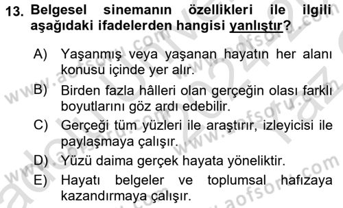 Fotoğraf ve Video Proje Geliştirme Dersi 2024 - 2025 Yılı Yaz Okulu Sınav Soruları 13. Soru