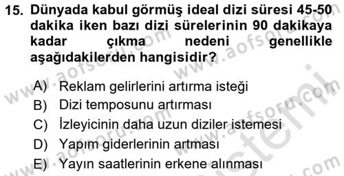 Fotoğraf ve Video Proje Geliştirme Dersi 2024 - 2025 Yılı Yaz Okulu Sınav Soruları 15. Soru