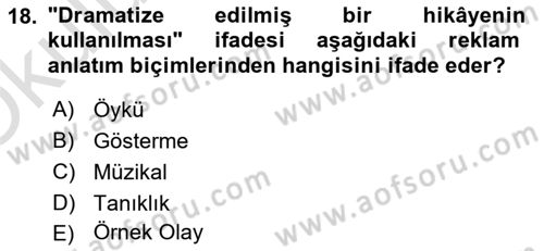 Fotoğraf ve Video Proje Geliştirme Dersi 2024 - 2025 Yılı Yaz Okulu Sınav Soruları 18. Soru