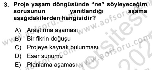 Fotoğraf ve Video Proje Geliştirme Dersi 2024 - 2025 Yılı Yaz Okulu Sınav Soruları 3. Soru