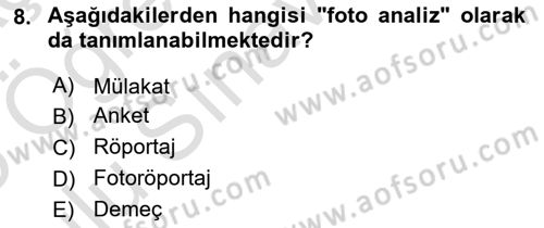 Fotoğraf ve Video Proje Geliştirme Dersi 2024 - 2025 Yılı Yaz Okulu Sınav Soruları 8. Soru