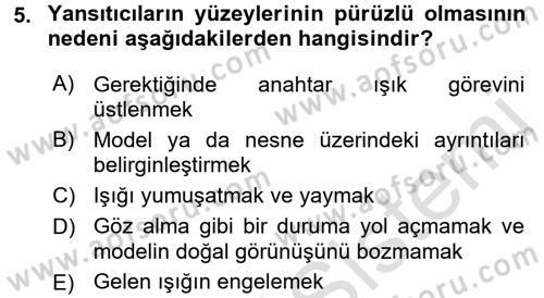 Fotoğrafın Kullanım Alanları Dersi Ara Sınavı Deneme Sınav Soruları 5. Soru