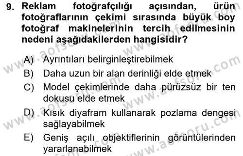 Fotoğrafın Kullanım Alanları Dersi Ara Sınavı Deneme Sınav Soruları 9. Soru