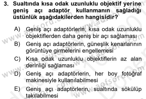 Fotoğrafın Kullanım Alanları Dersi 2016 - 2017 Yılı (Final) Dönem Sonu Sınav Soruları 3. Soru