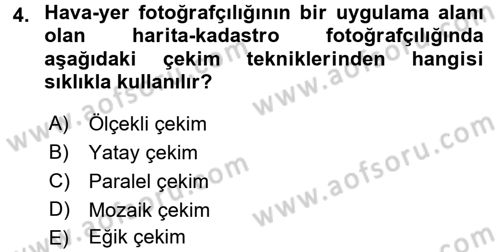 Fotoğrafın Kullanım Alanları Dersi 2016 - 2017 Yılı (Final) Dönem Sonu Sınav Soruları 4. Soru