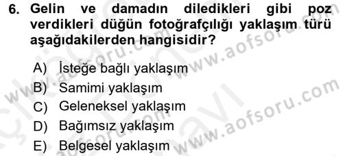Fotoğrafın Kullanım Alanları Dersi 2016 - 2017 Yılı (Final) Dönem Sonu Sınav Soruları 6. Soru