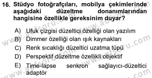 Fotoğrafın Kullanım Alanları Dersi 2020 - 2021 Yılı Yaz Okulu Sınav Soruları 16. Soru