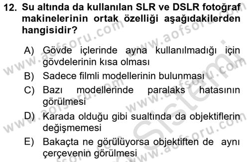 Fotoğrafın Kullanım Alanları Dersi 2021 - 2022 Yılı (Vize) Ara Sınav Soruları 12. Soru
