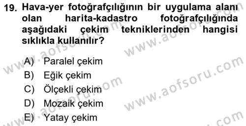 Fotoğrafın Kullanım Alanları Dersi 2021 - 2022 Yılı (Vize) Ara Sınav Soruları 19. Soru