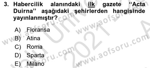 Fotoğrafın Kullanım Alanları Dersi 2021 - 2022 Yılı (Vize) Ara Sınav Soruları 3. Soru