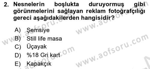 Fotoğrafın Kullanım Alanları Dersi 2021 - 2022 Yılı (Final) Dönem Sonu Sınav Soruları 2. Soru