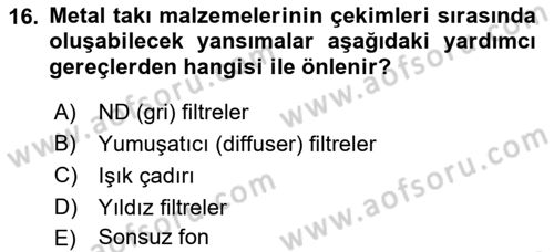 Fotoğrafın Kullanım Alanları Dersi 2021 - 2022 Yılı Yaz Okulu Sınav Soruları 16. Soru