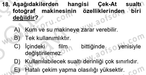 Fotoğrafın Kullanım Alanları Dersi 2022 - 2023 Yılı (Vize) Ara Sınav Soruları 18. Soru