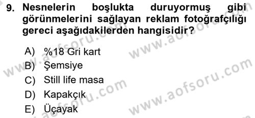 Fotoğrafın Kullanım Alanları Dersi Ara Sınavı Deneme Sınav Soruları 9. Soru