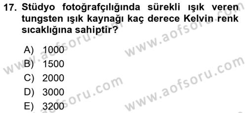 Fotoğrafın Kullanım Alanları Dersi 2022 - 2023 Yılı (Final) Dönem Sonu Sınav Soruları 17. Soru