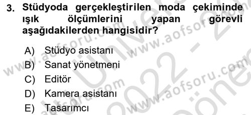 Fotoğrafın Kullanım Alanları Dersi 2022 - 2023 Yılı (Final) Dönem Sonu Sınav Soruları 3. Soru